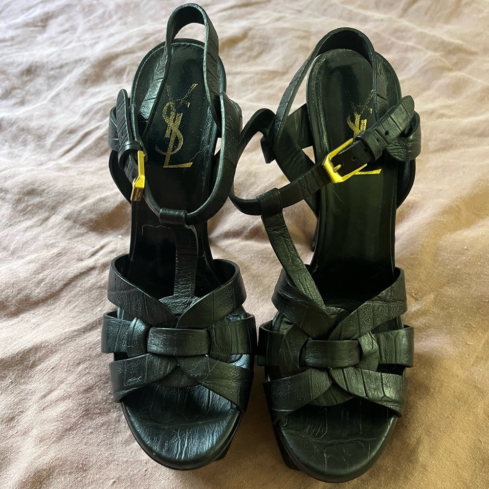 YSL Platform T-Strap Sandals